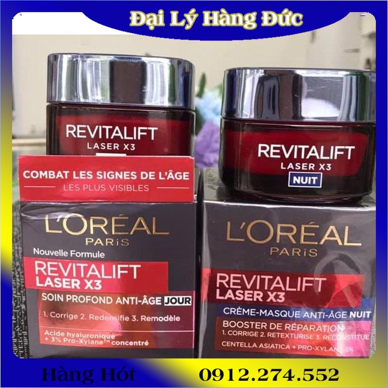 Kem dưỡng da chống lão hóa – giúp mờ thâm nám loreal revitalift laser x3, 50ml nội địa đức đủ bill