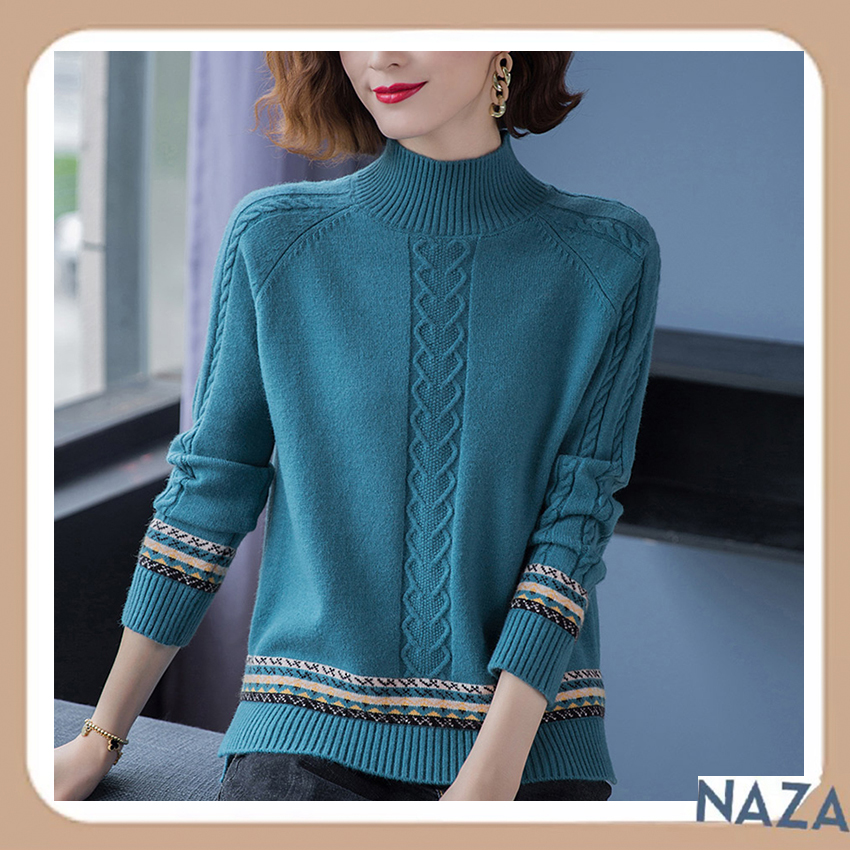 Áo len nữ hàn quốc cổ 3 phân len dày dặn, mềm mại - naza