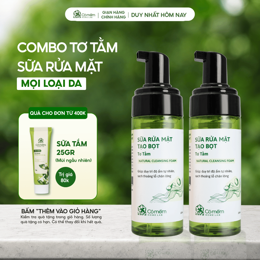 Bộ 2 Chai Sữa Rửa Mặt Tạo Bọt Sạch Sâu Không Khô Da Dành Cho Da Dầu Khô Thường Cỏ Mềm 300ml