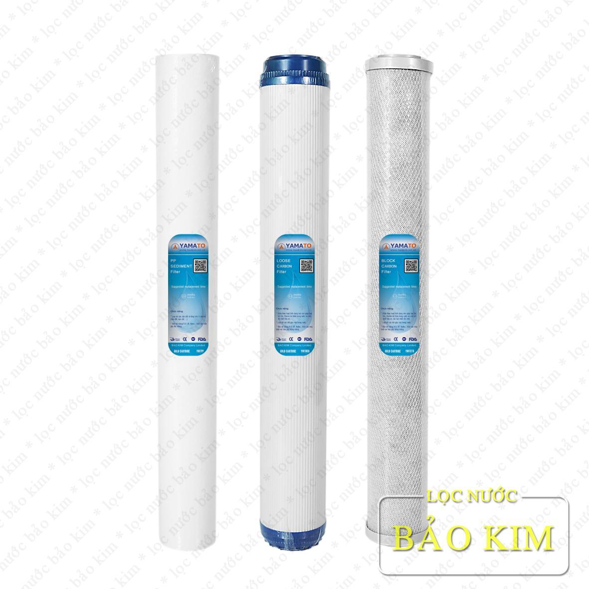 Bộ 3 sản phẩm lõi lọc nước 20 inch số 1, 2, 3