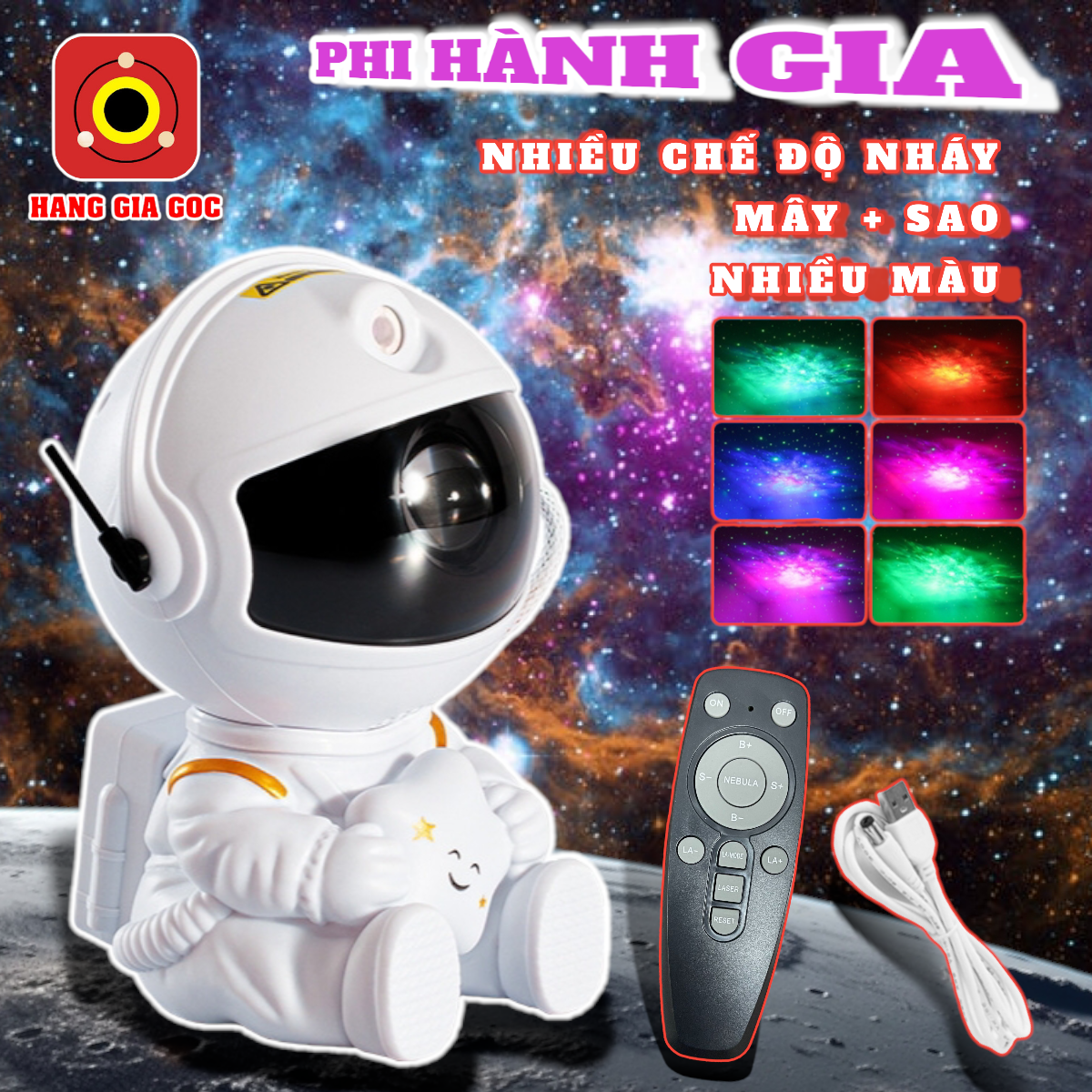 Đèn Laser Phi Hành Gia Mẫu Mới STAR Đèn Chiếu Sao Thiên Hà Trang Trí Phòng Ngủ Và Trên Xe chỉnh được nhanh chậm sáng tối