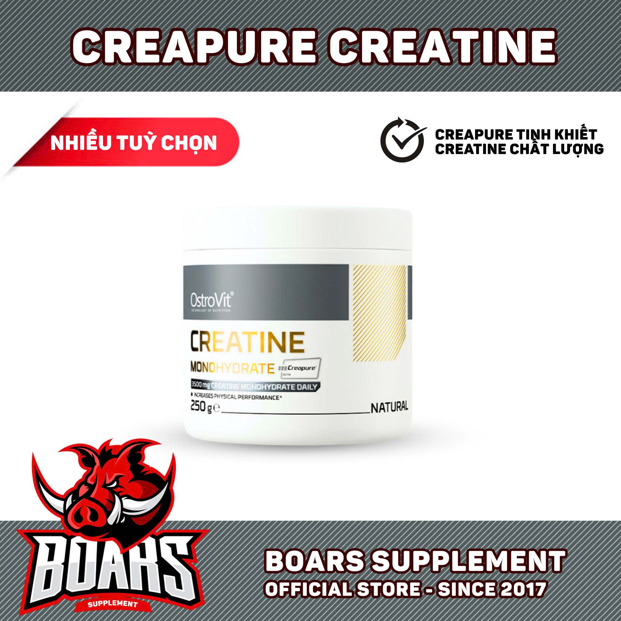 OstroVit Creatine Monohydrate Creapure (250g) - Đẩy Mạnh Hiệu Suất Tập Luyện