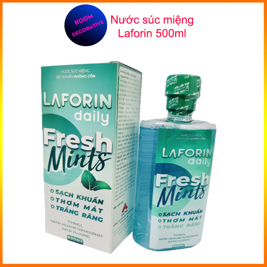 Nước súc miệng sát khuẩn không cồn Laforin Daily 500ml, nước súc miệng trị hôi miệng, nước súc miệng không cồn Laforin 500ml - ROOM DECORATIVE