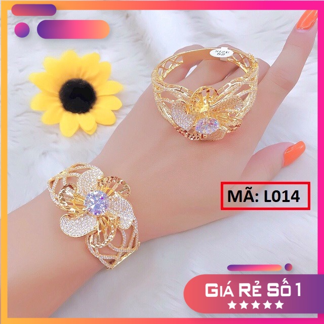 Lắc tay hoa mai đính đá mạ vàng 18k cao cấp