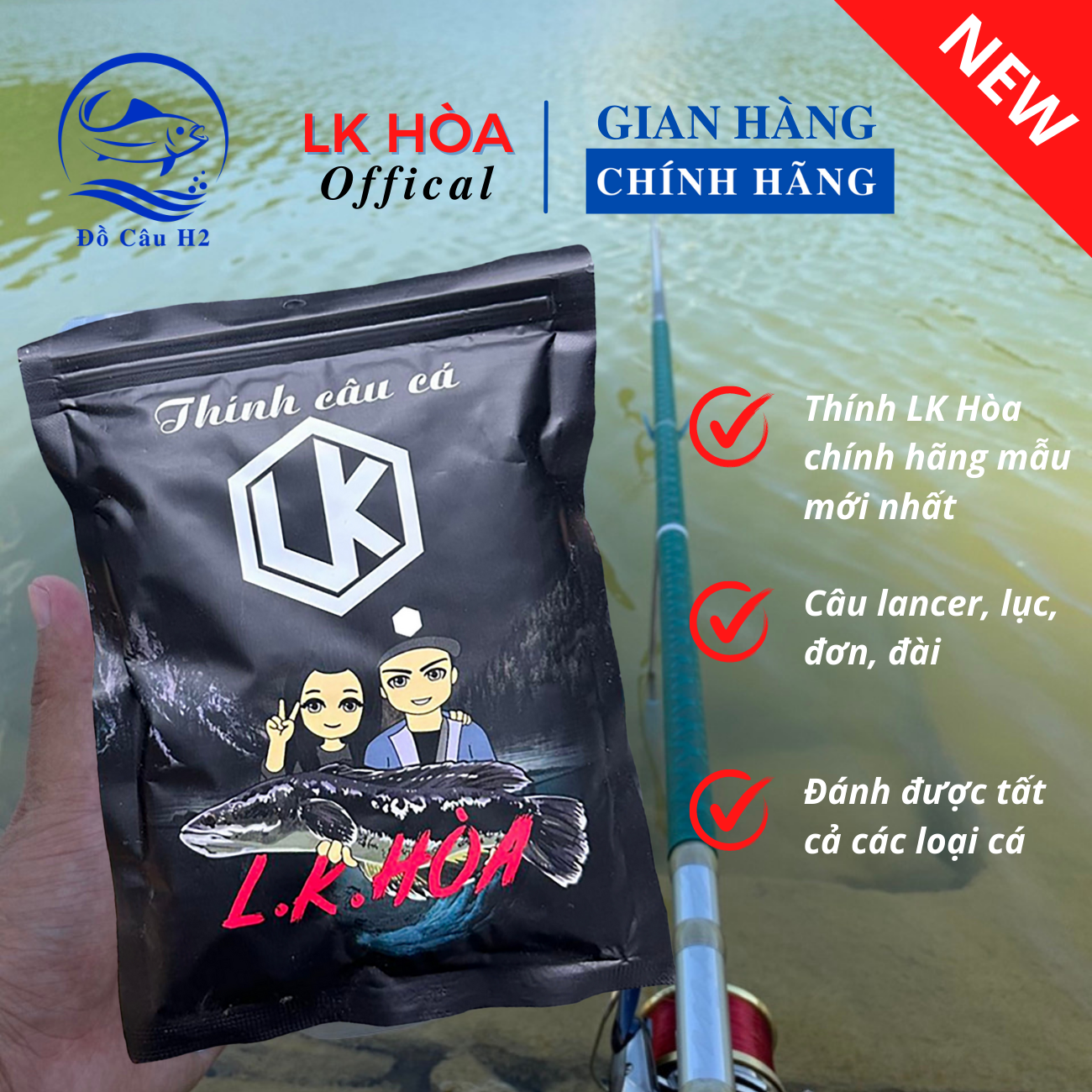 Mồi câu cá LK Hòa | Thính Lk siêu nhạy đánh được tất cả các loại cá, đánh lancer, lục, đơn đài và phù hợp mọi nguồn nước