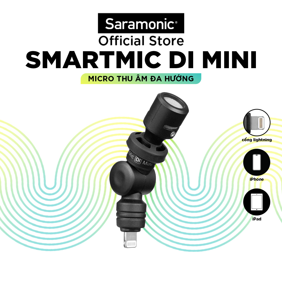 Micro thu âm đa hướng Saramonic SmartMic Di Mini dành cho iOS - Bảo hành 24 tháng