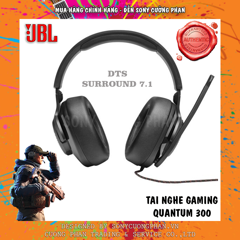 Tai nghe gaming jbl quantum 300 - âm thanh 7.1 dts