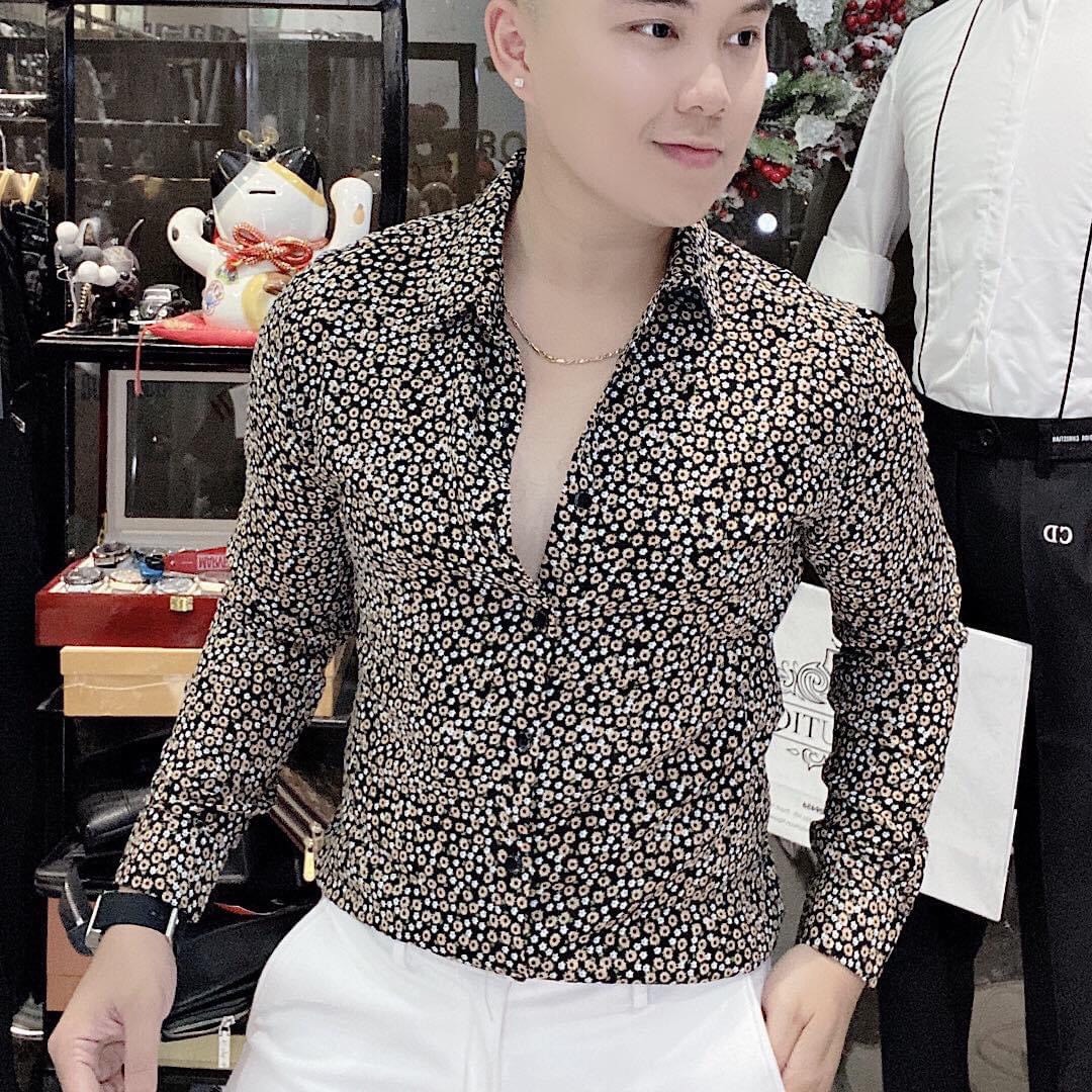 [Hoàn Tiền 15%] [HCM]Áo sơ mi nam hoa nhí cao cấp