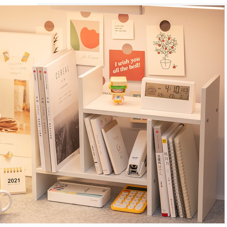 Kệ sách gỗ, Giá sách mini để bàn, Kệ sách để bàn học, Kệ sách mini, Giá sách Kệ Sách Để Bàn Làm Việc Lắp Ghép Đa Năng Tiện Lợi