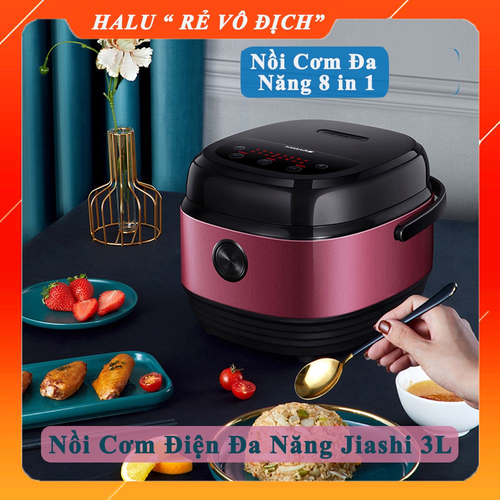 Nồi cơm điện đa năng Jiashi 3L [HÀNG SẴN] nồi cơm điện tử nội địa cao cấp 8 chức năng nấu chậm hầm cháo cơm niêu hâm