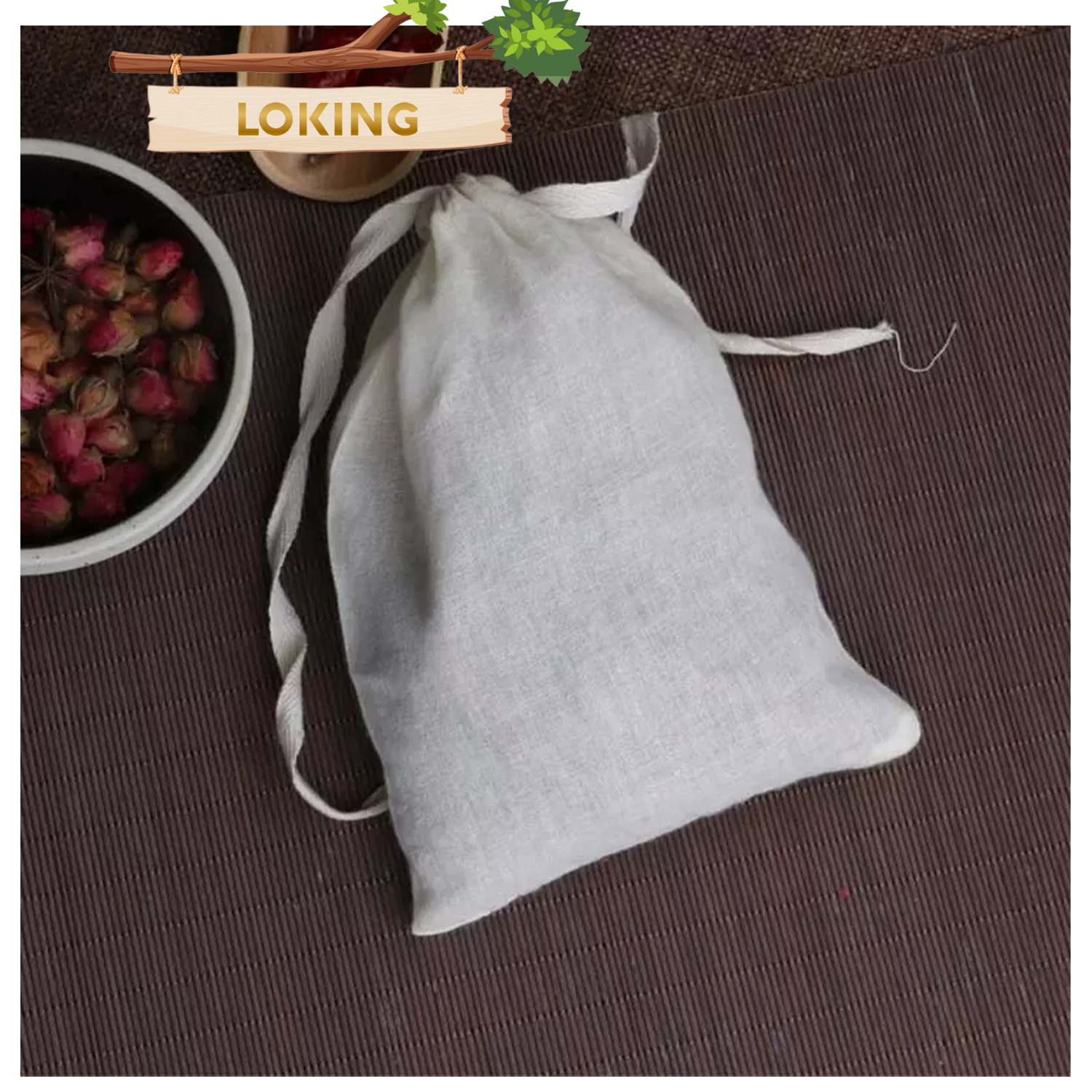Túi lọc vải bông nấu ăn, túi lọc vải dây vải rút 30x40 cm