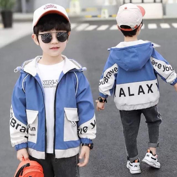 Áo Khoác Dù Trẻ Em Cao Cấp-Áo Dù Dày 2 Lớp Có Túi Hộp Phối 2 Màu MÃ A04 A05