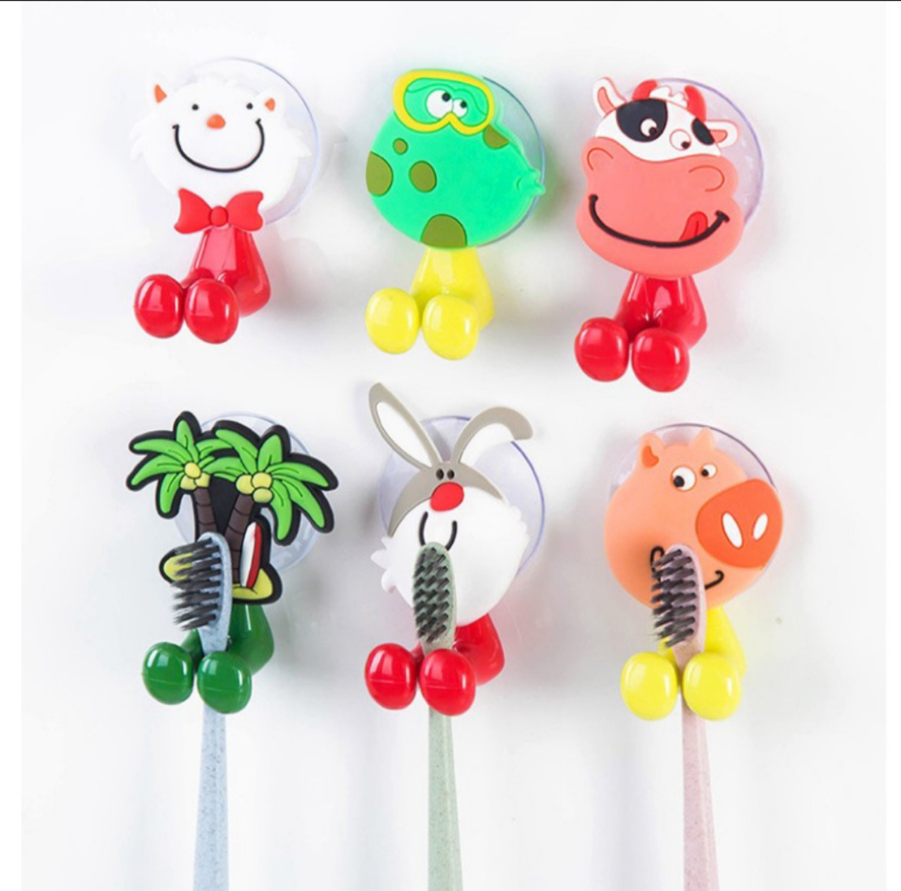 Dụng cụ kẹp bàn chải hình thú ngộ nghĩnh - Móc treo bàn chải hít chân không