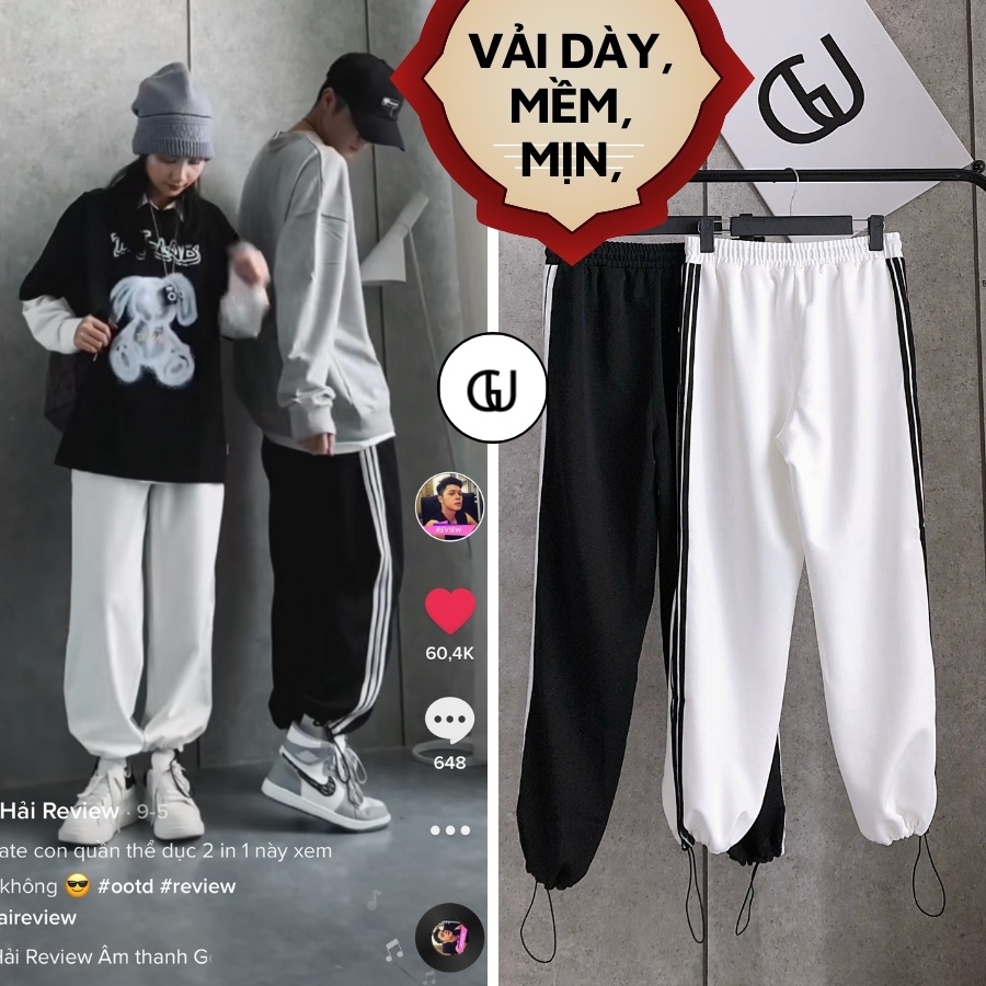 Mua Online Quần Jogger Nam Thể Thao , Quần Sọc Dài Form Ống Rộng Bo Gấu Vải  Gió Cao Cấp | giá sỉ chỉ 139.000 đ