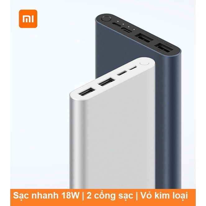 Sạc Dự Phòng - Sạc Dự Phòng Xiaomi Gen 3 10000Mah -- Hỗ Trợ Sạc Nhanh 2 Chiều Qc 3.0 18W