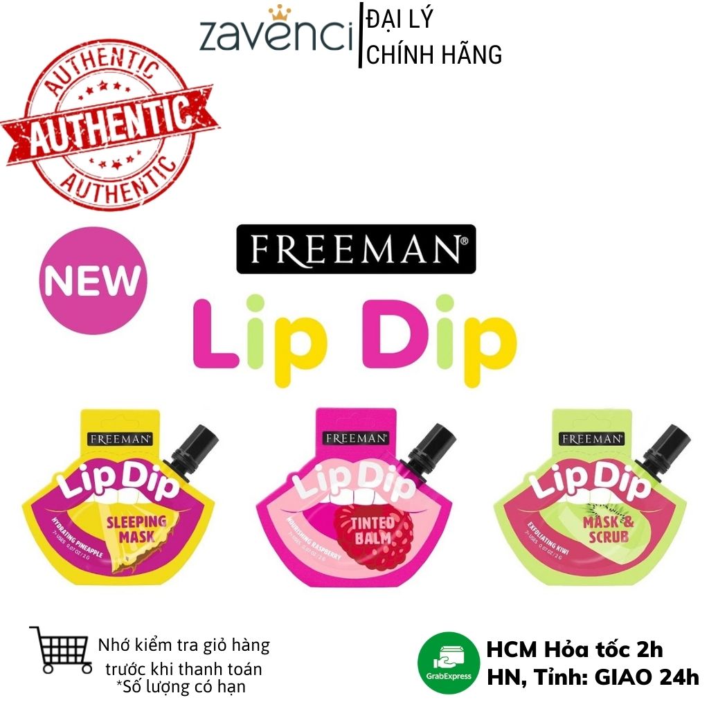 Mặt nạ ngủ môi Lip Dip Freeman Sleeping Mask giúp ẩm mịn, hồng môi, căng mọng 2g Zavenci
