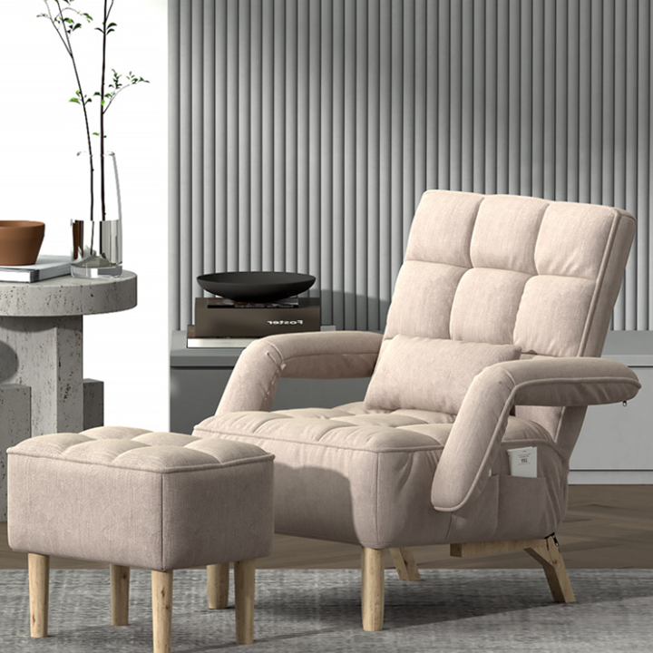 Ghế sofa lười, ghế thư giãn có gác chân, ghế sofa thư giãn có thể điều chỉnh lưng ghế