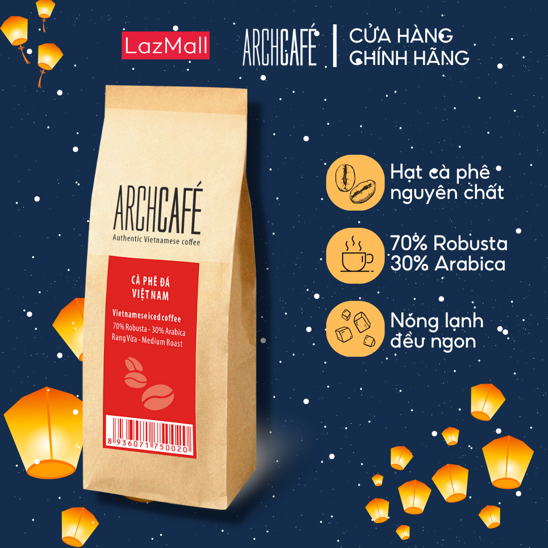 Cà phê đá Việt Nam (nhãn đỏ) - Cà phê bột rang xay Archcafé (500g/túi)