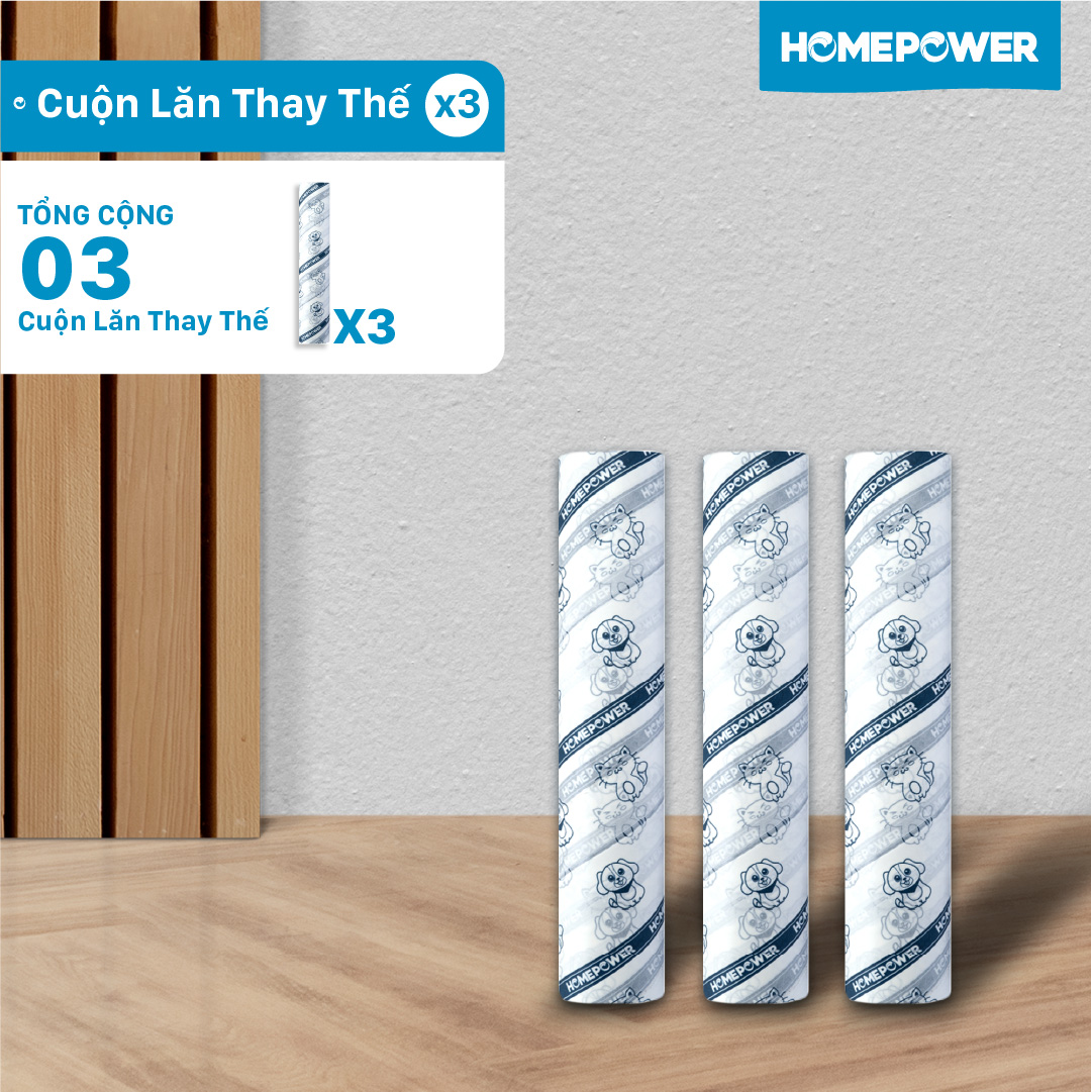 Cây lăn bụi sàn nhà 24cm CB-01 Homepower 60 tờ/cuộn - Keo siêu dính, tay cầm dài, kích thước lớn - 7