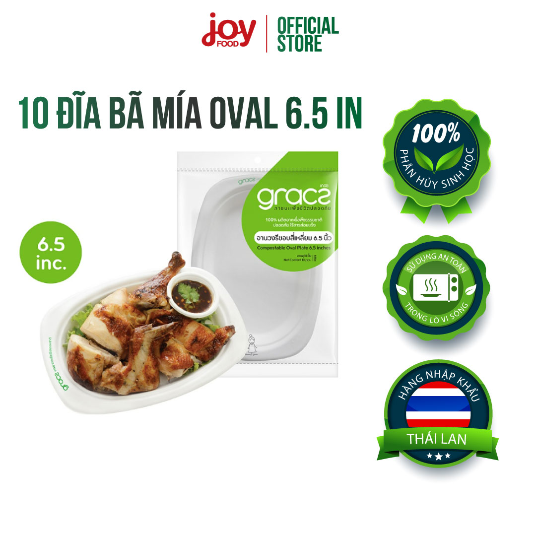 10 đĩa dùng 1 lần oval Gracz 6.5in (trắng), hàng nhập khẩu Thái Lan