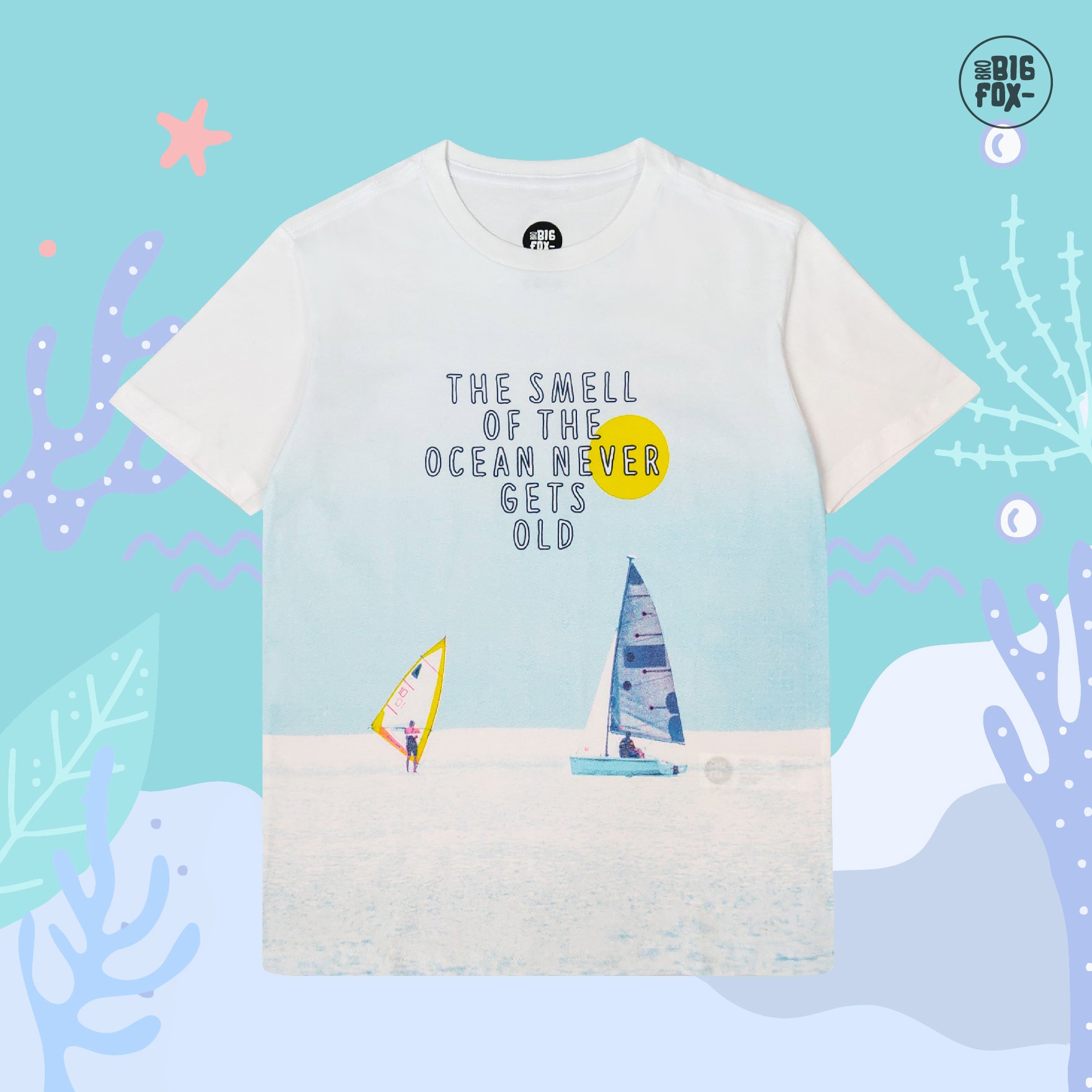 Áo bé trai size đại, áo phông cho bé tuổi teen chất cotton phong cách Âu Mỹ  In Thuyền Trên Biển 39 - 49 kg QATE