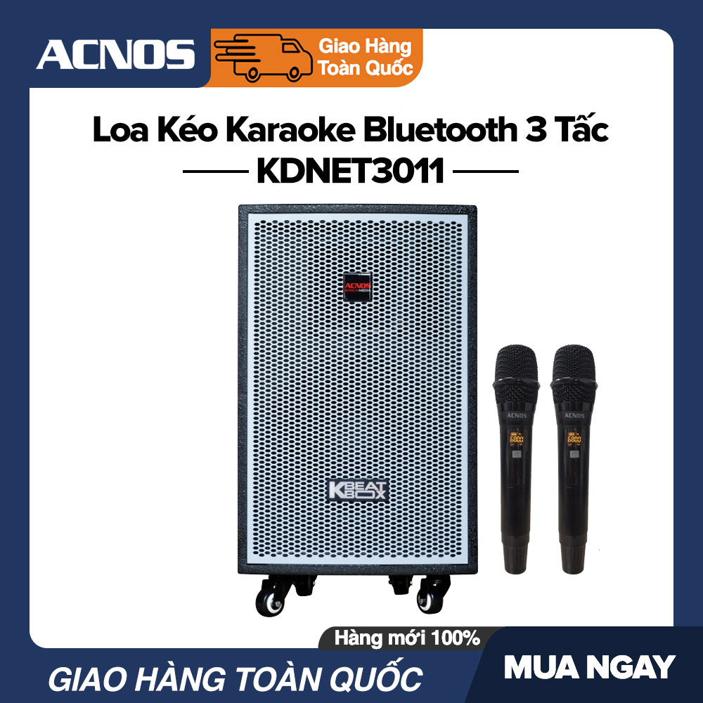 Loa kéo karaoke di động bluetooth acnos kbeatbox kdnet3011 - 3 tấc gỗ remote giọng nói 2 mic đi kèm tích hợp đầu android karaoke 4k - bảo hành 12 tháng