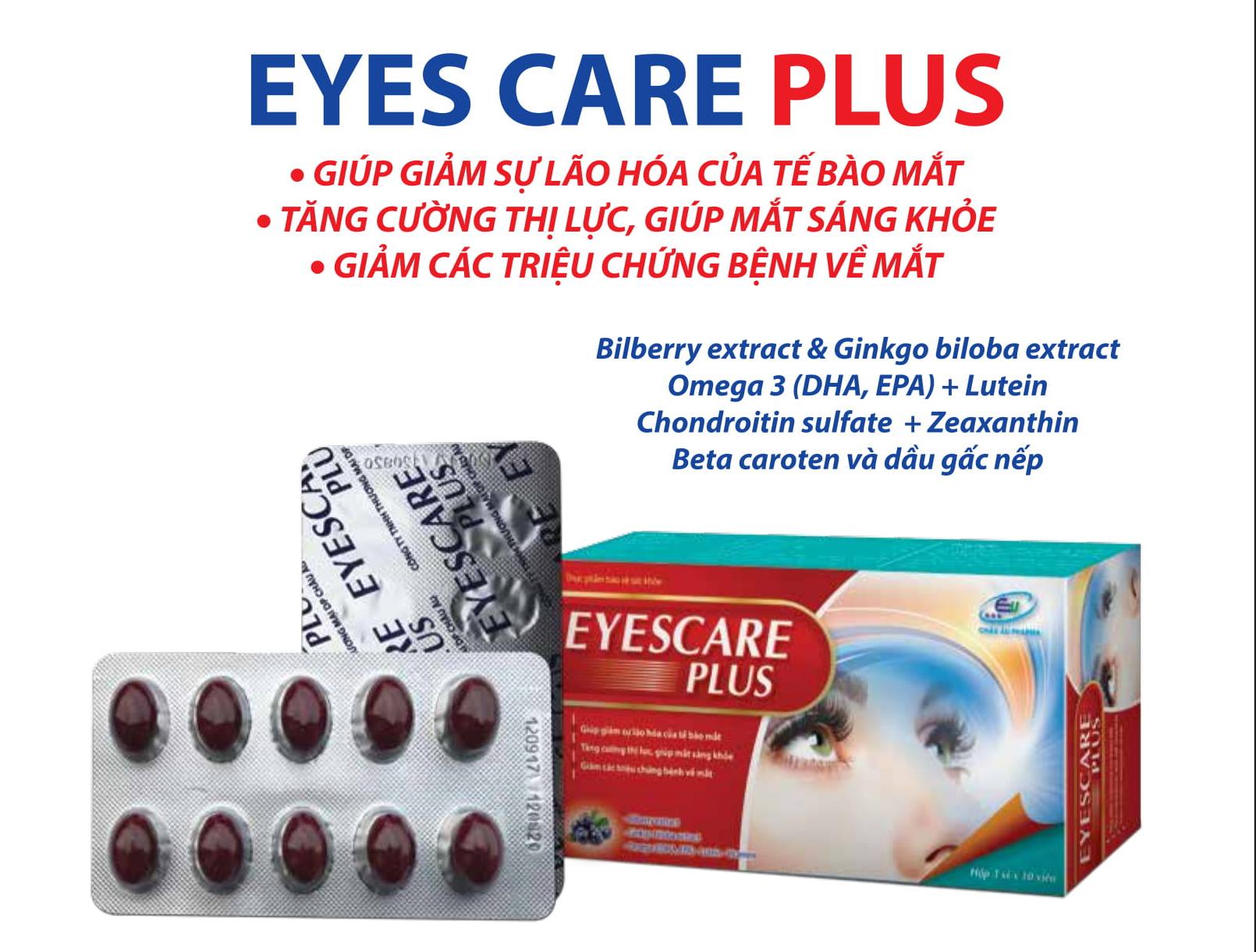 Viên Uống Sáng Mắt Eyescare Plus - Khỏi Lo Các Bệnh Về Mắt - Tăng Cường Thị Lực Cho Mắt - Hết Mỏi Mắt, Nhức Mắt - Mỗi Ngày 1 Viên - Eyes Care Plus - Hộp 30 Viên