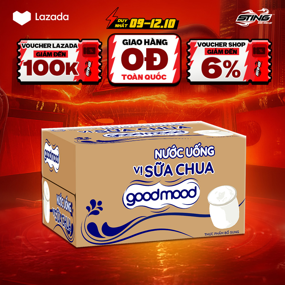 [SALE 10.10-VC ĐẾN 12%] Thùng 24 Chai Nước Uống Vị Sữa Chua Goodmood (450ml/chai)