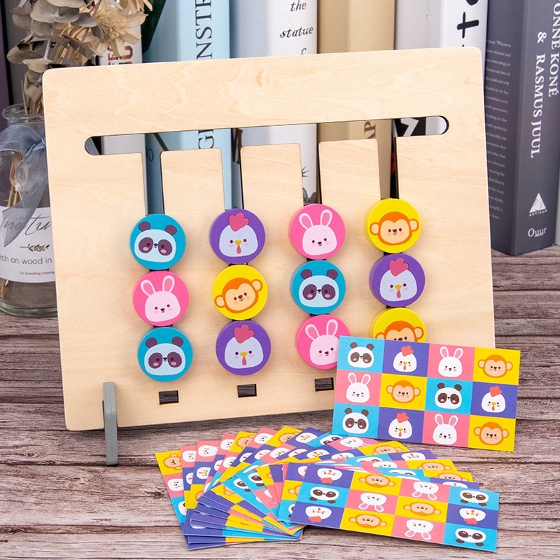 Đồ Chơi Montessori Gỗ thông minh cho bé, Đồ Chơi Luyện Tính Thông Minh Logic Lắp Ghép Theo Theo Thẻ