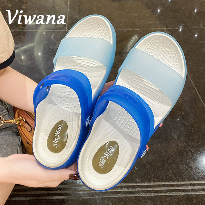 Elegant Girl   Xăng Đan Đế Bằng VIWANA Cho Nữ Giày Nhựa Đang Giảm Giá Dép Đi Biển Ngoài Trời Chống Trượt, Giày Lười Nữ Giày Nữ Thường Ngày Mùa Hè Phong Cách Hàn Quốc
