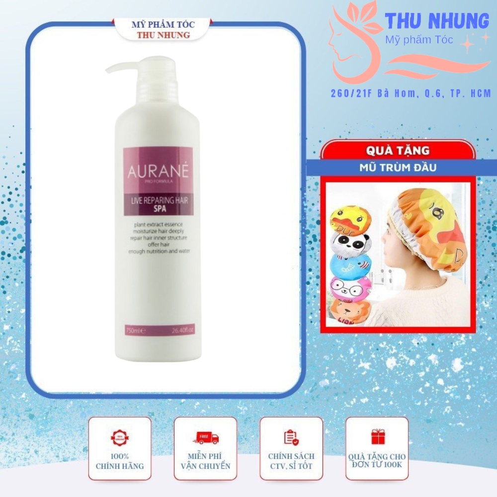 [+Tặng mũ trùm][HCM]Dầu Aurane Live Repairing Hair Spa ngâm ủ phục hồi tóc 750ml