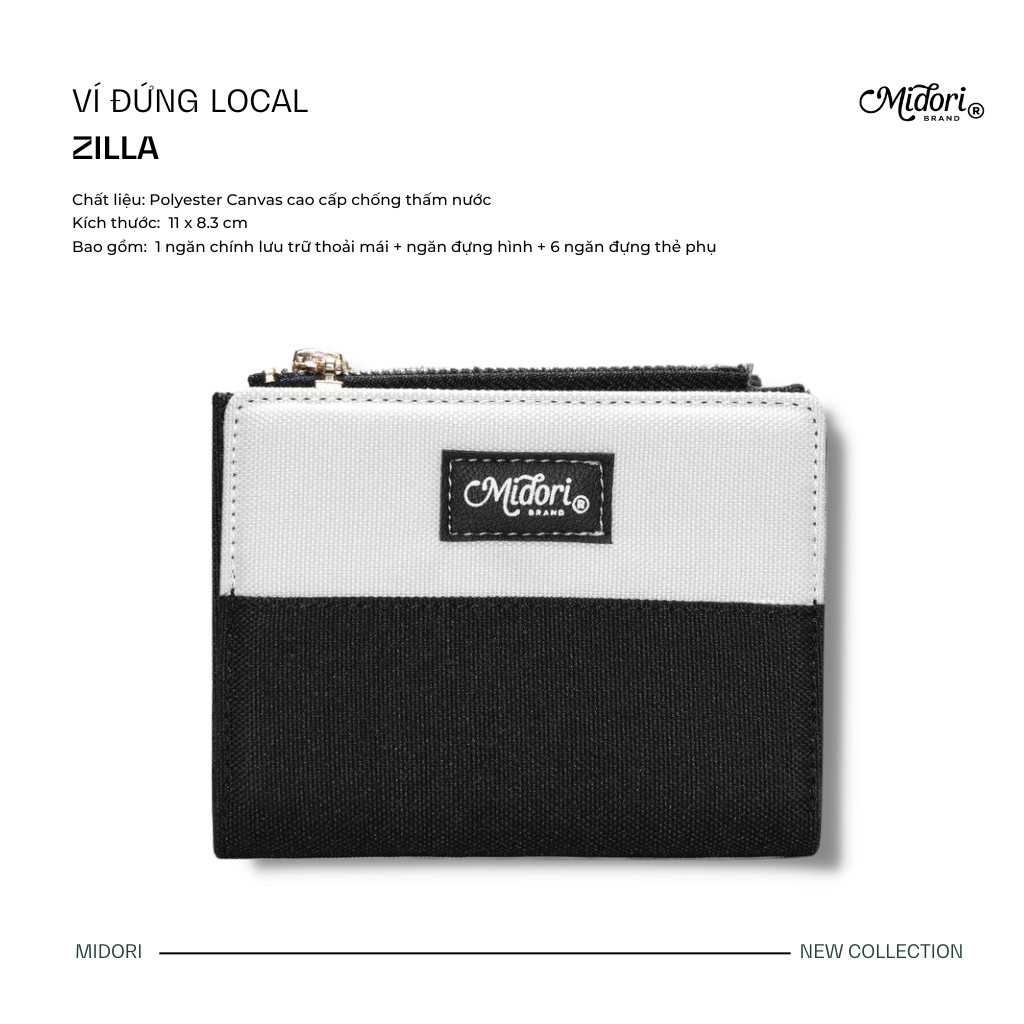 Ví Vải Đứng ZILLA Nam Nữ Polyester Siêu Bền Đẹp Chống Nước local brand chính hãng Midori M Studio