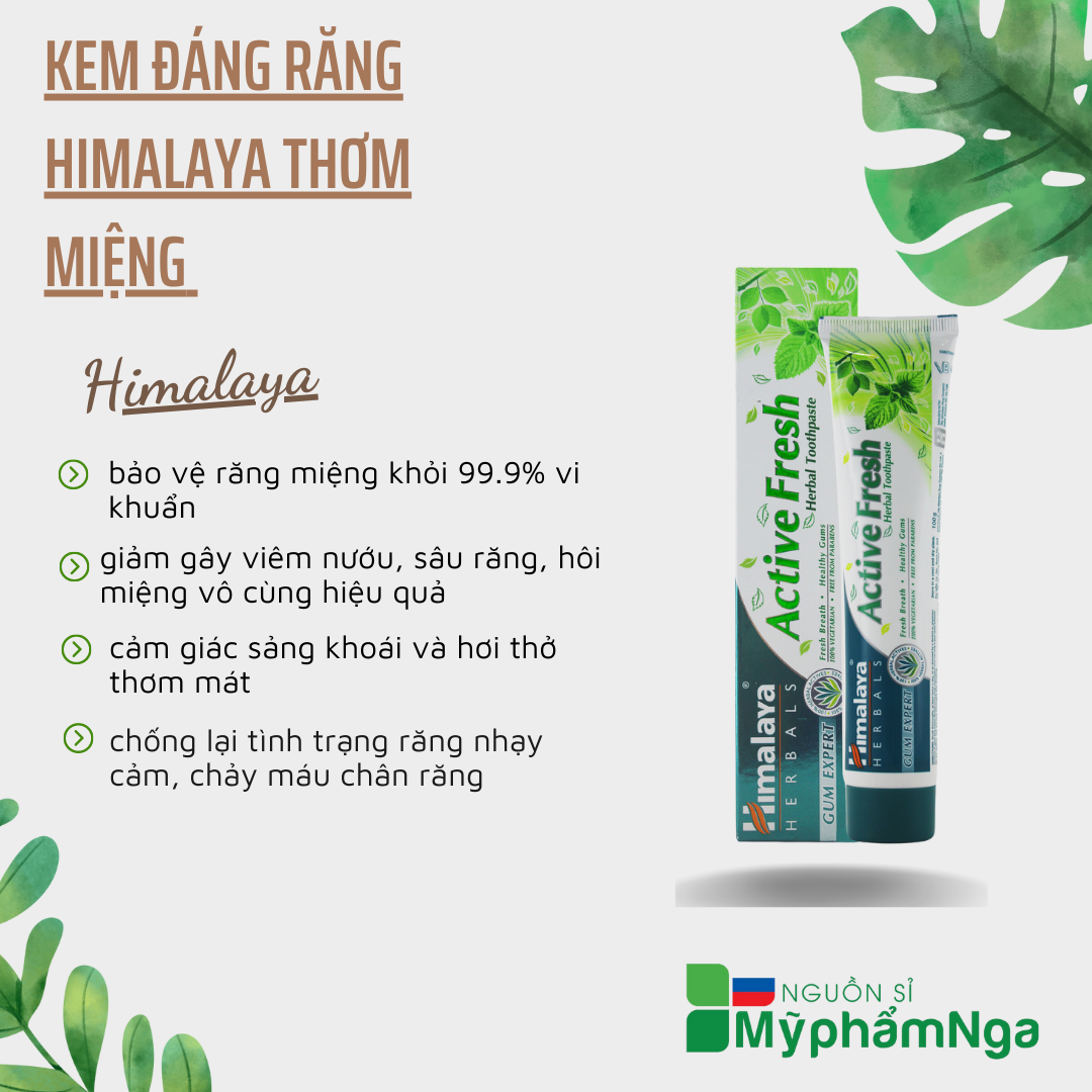 Kem đáng răng Himalaya Thơm miệng bảo vệ răng lợi Active Fresh