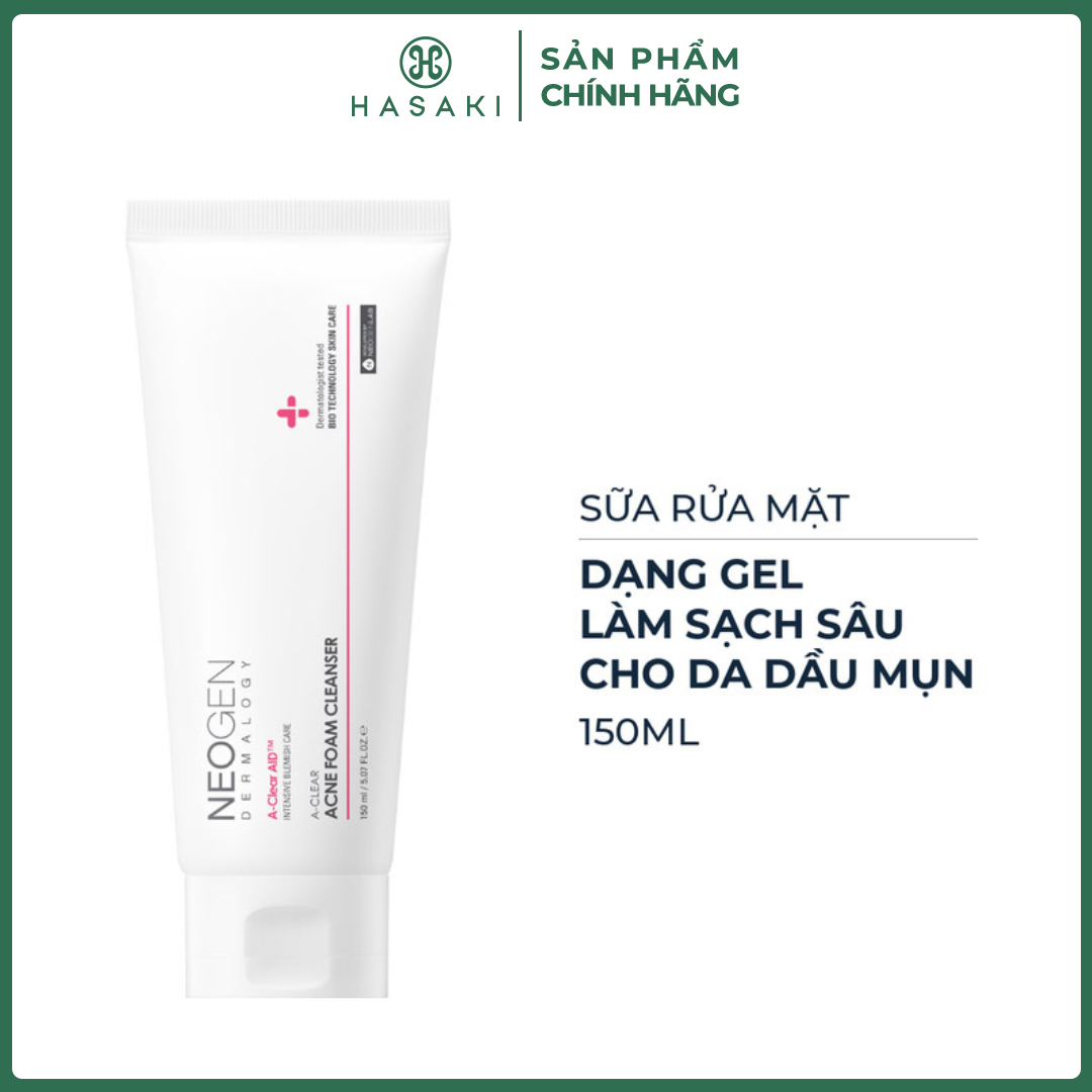 Sữa Rửa Mặt Neogen Dermalogy Làm Sạch Sâu Cho Da Dầu Mụn 150ml A-Clear Acne Foam Cleanser Hasaki Sản Phẩm Chính Hãng