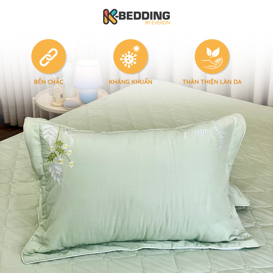 Vỏ gối nằm chần bông KBedding by Everon KMTS 103, màu xanh ngọc, kích thước 45*65cm