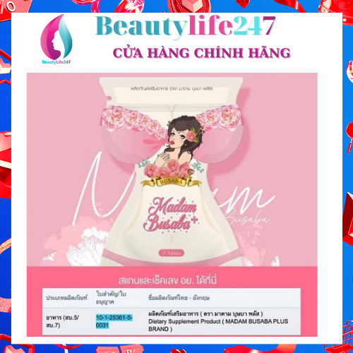 [HCM]01 Gói Viên Uống Nở Ngực Madam Busaba Thái Lan Chính Hãng - Tăng Kích Thước Vòng 1 (Gói 7 viên) .