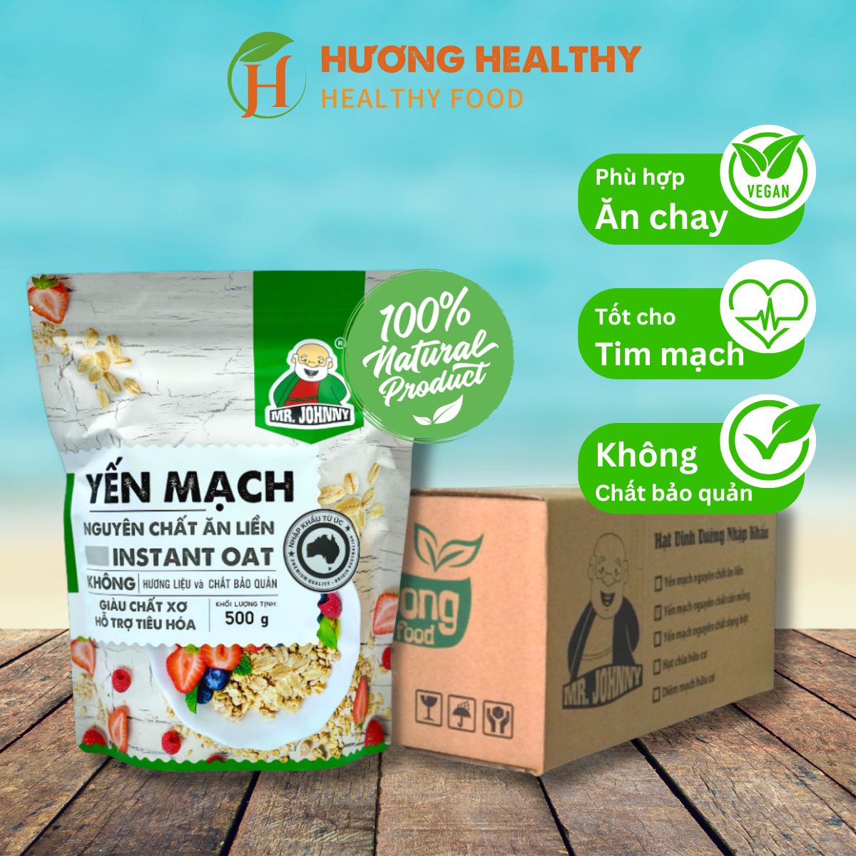 Combo 10 túi Yến Mạch Cán vỡ nhập khẩu Úc chính hãng Mr Johnny - Ăn kiêng hỗ trợ giảm cân eatclean healthy nấu ăn