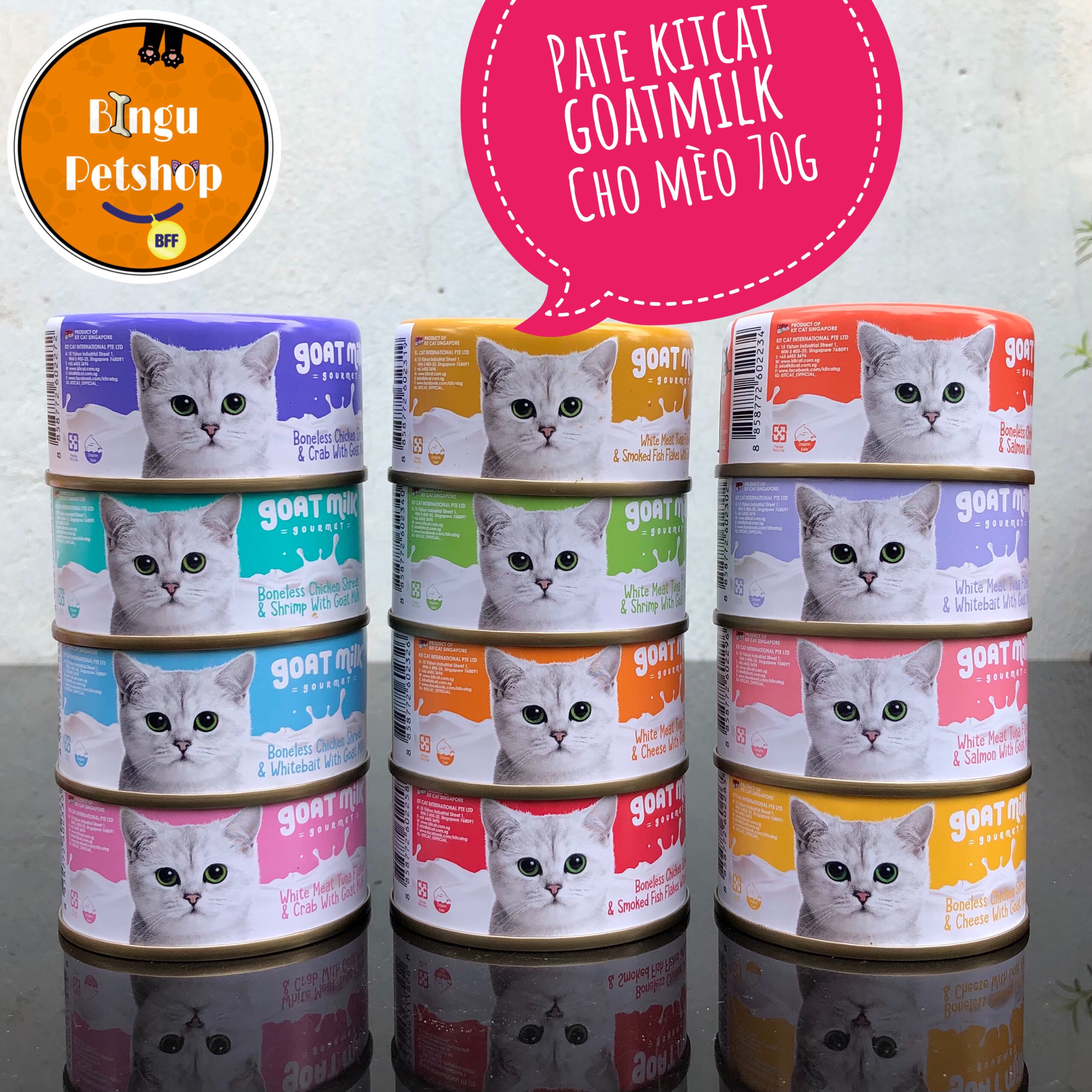 HOT HIT!!!!! Pate lon nhỏ cho mèo KitCat Gournet 70gr Sữa Dê - Kit Cat Goat Milk Gourmet - 6 vị