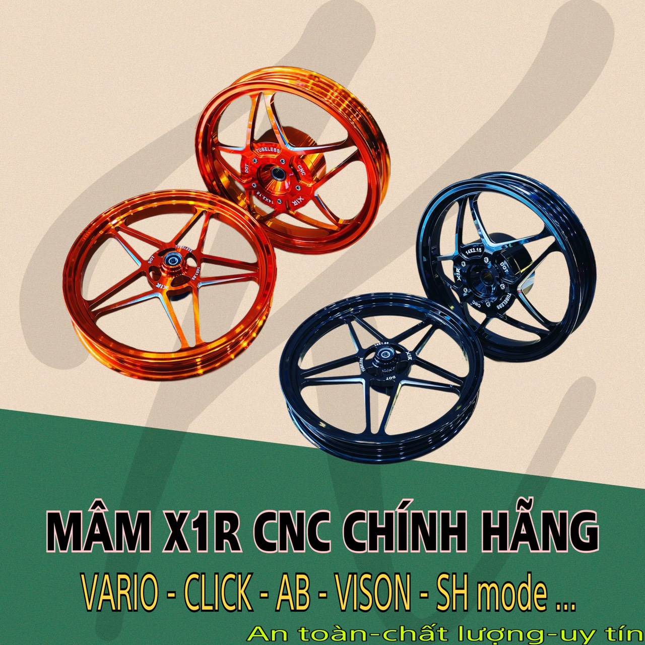Mâm cnc x1r cho xe vario , click , ab , vison , sh mode ... chính hãng
