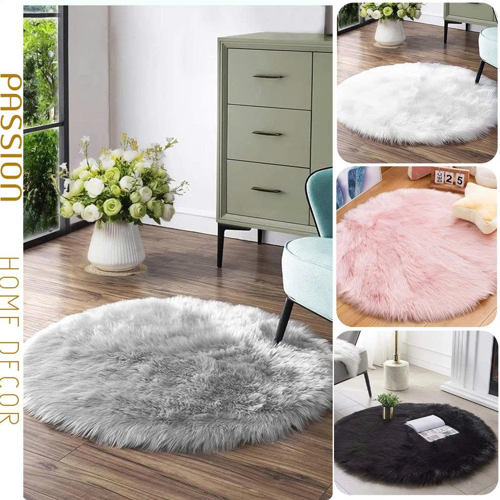 Thảm Lông Tròn Siêu Mịn Trang Trí
