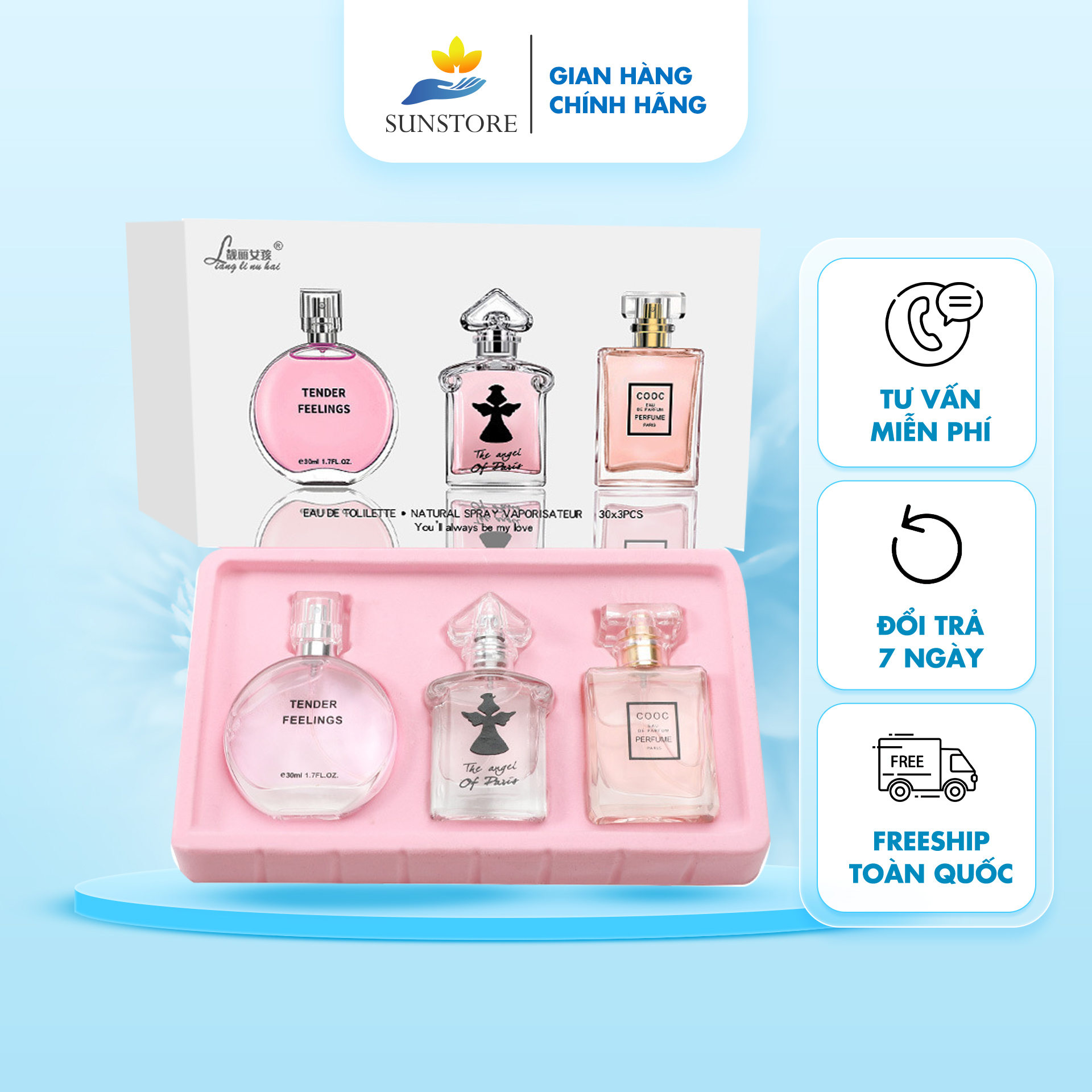 Set 3 chai nước hoa Maycreate với 3 hương thơm độc đáo,kết hợp từ những hương hoa tinh tế của tự nhiên -sunstore.office