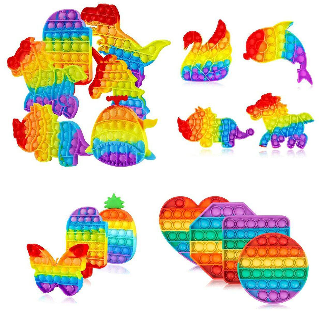   MUA 2 GIẢM 5%  Sẵn Hàng  POP IT FIDGET TOY RAINBOW FULL MẪU - đồ chơi nhấn bong bóng bubble pop giảm căng thẳng giá rẻ 