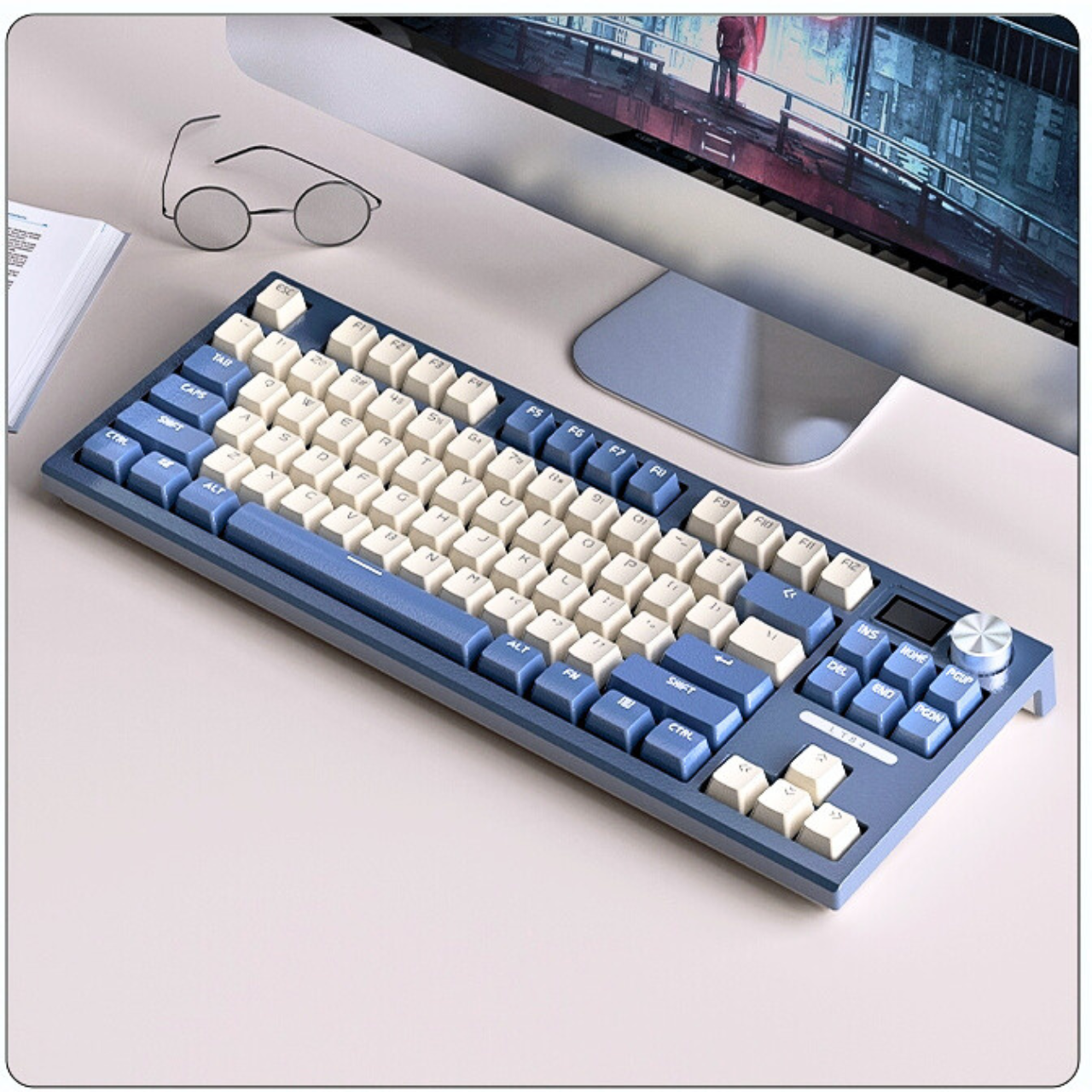 Bàn phím cơ không dây bluetooth langtu lt84 pro - màn hình led - núm tùy chỉnh - led rgb - 3 chế độ kết nối - có app tùy chỉnh