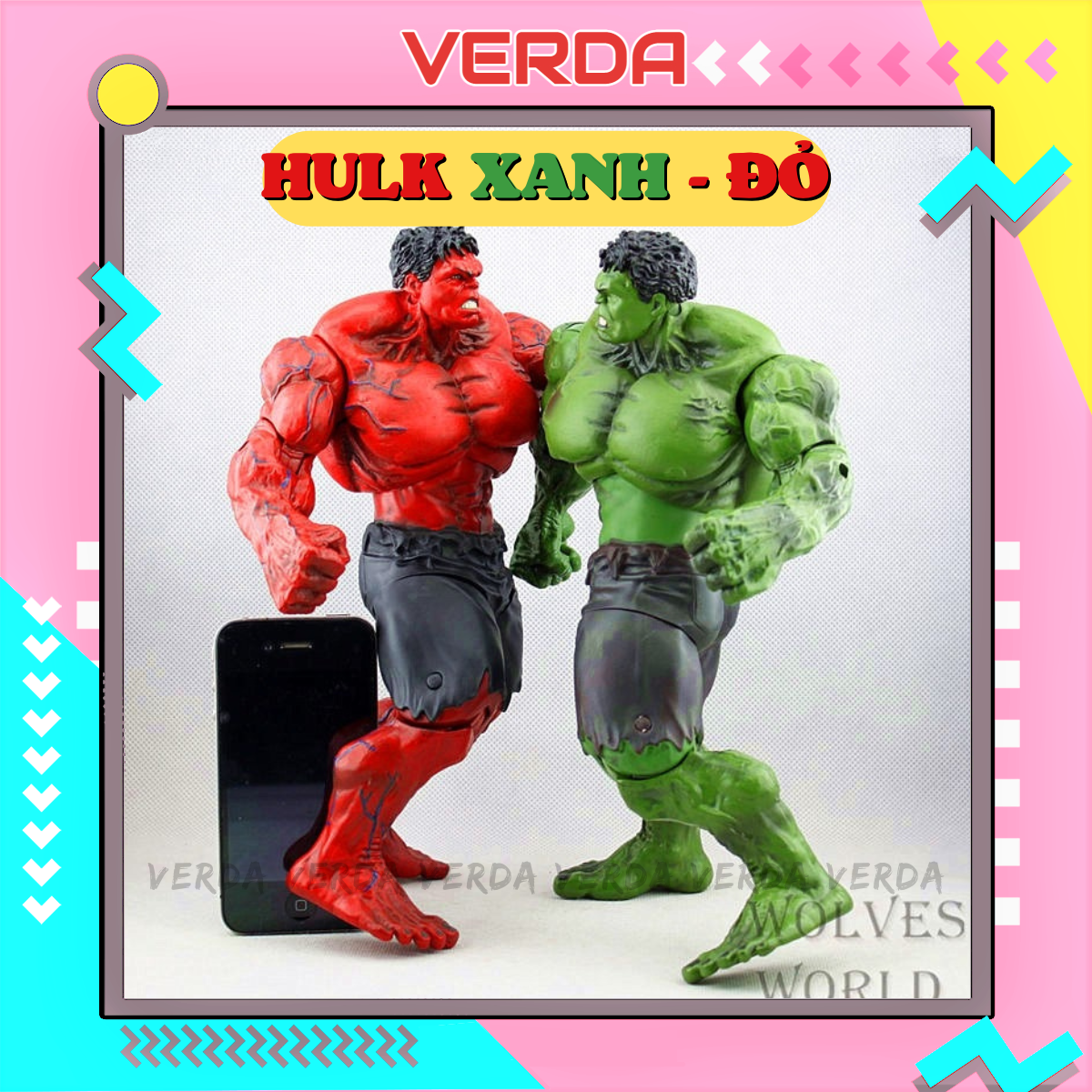 Hulk và Red Hulk, mô hình người khổng lồ Xanh Đỏ, đồ chơi siêu nhân anh hùng avengers marvel figure VERDA