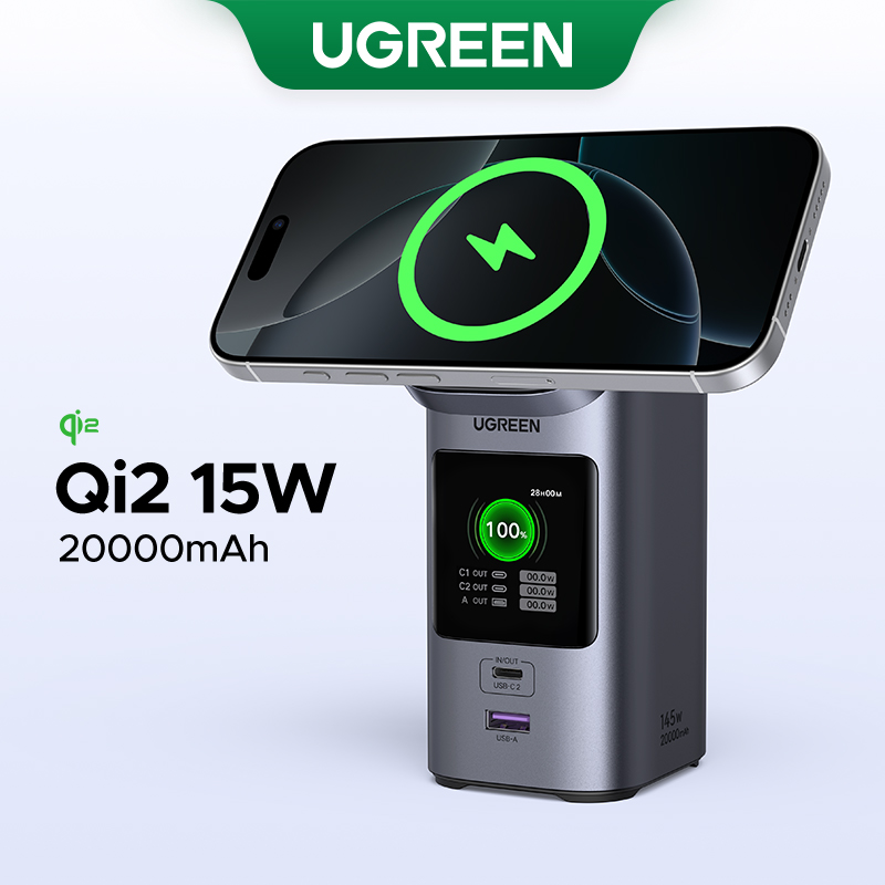【Nexode New UGREEN 20000mAh Power Bank Qi2 15W MPP Wireless Charger 145W Power Column for iPhone 16 15 14 Pro Max ipad Pro 11'' Macbook Air 13" Samsung S24 S23 Ultra Model:35527