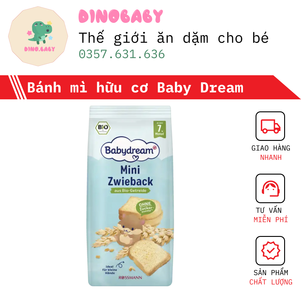 Bánh mì ăn dặm hữu cơ Babydream cho bé từ 7m+