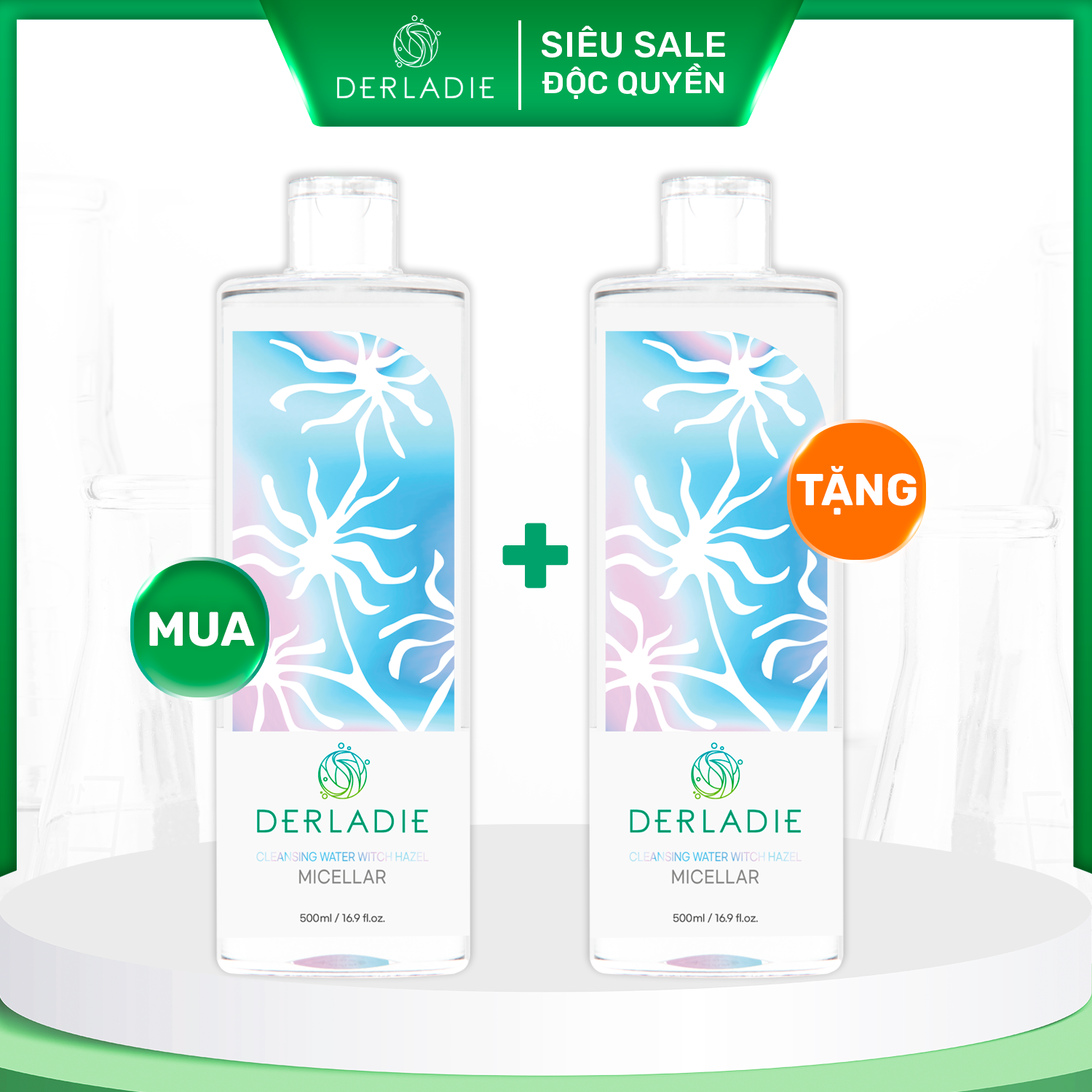 [MUA 1 TẶNG 1] Nước tẩy trang Derladie Cleansing Water Witch Hazel làm sạch, ngừa mụn trên da 500ml