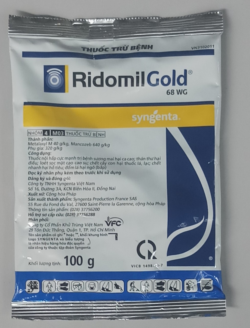 Thuốc trừ bệnh Ridomil gold 68wg gói 100g
