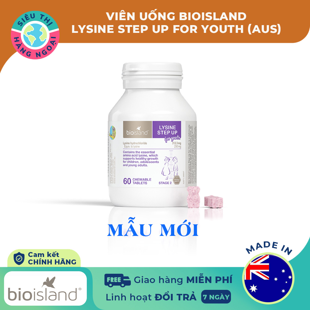 [HCM]Lysine viên Bioisland Lysine step up for youth 60 viên [Hỗ trợ tăng chiều cao trẻ trên 6 tuổi tăng cường miễn dịch cho trẻ] Hàng Úc (được bán bởi Siêu Thị Hàng Ngoại)