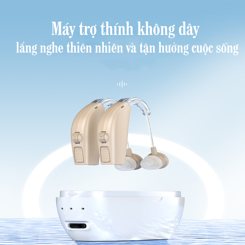 Máy trợ thính không dây cho người già VHP 220, tai nghe trợ thính cho người già nặng tai khiếm thính không dây sử dụng Pin